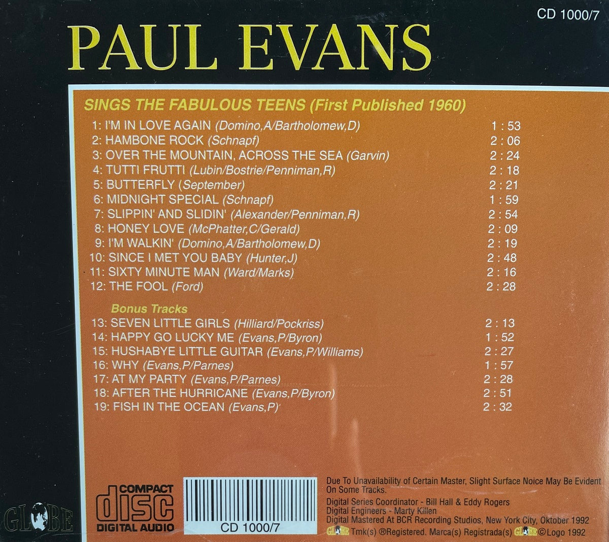 CD - Paul Evans - Sings The Fabulous Teens