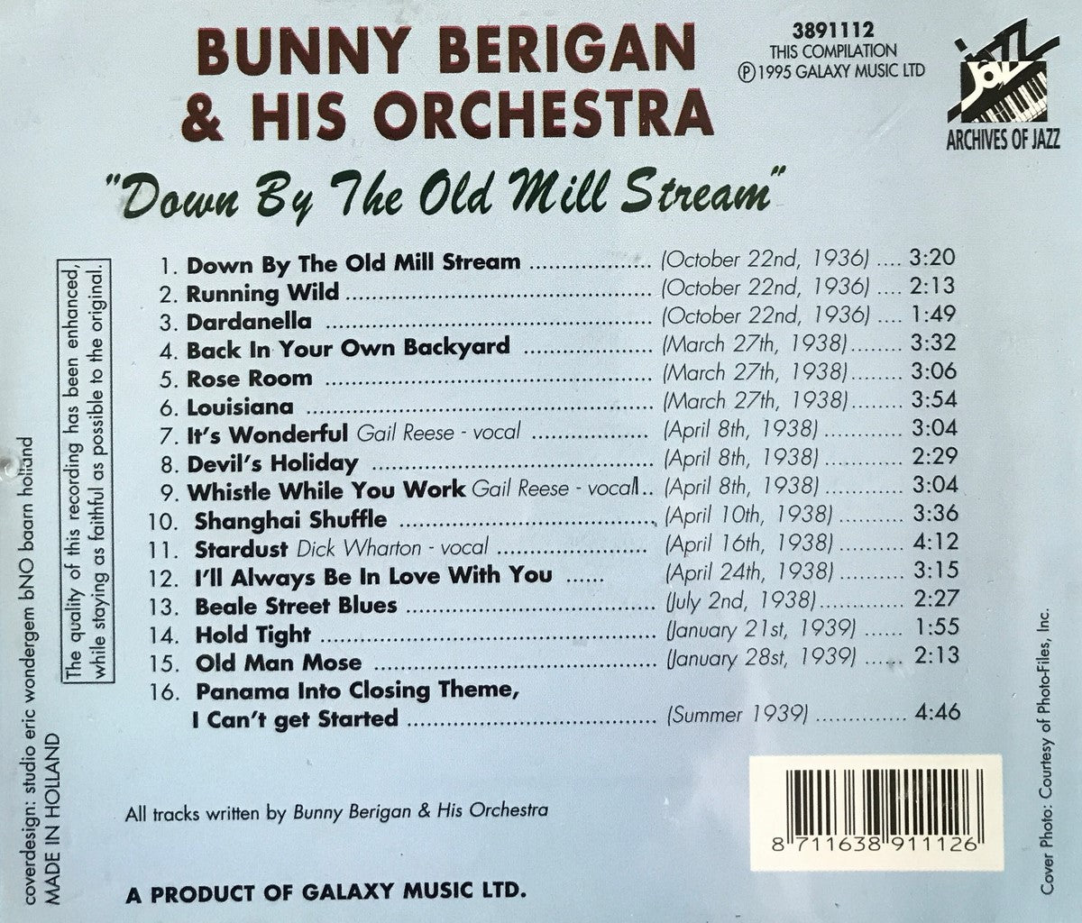 CD - Bunny Berigan & his Orchestra - Down By The Old Mill Stream