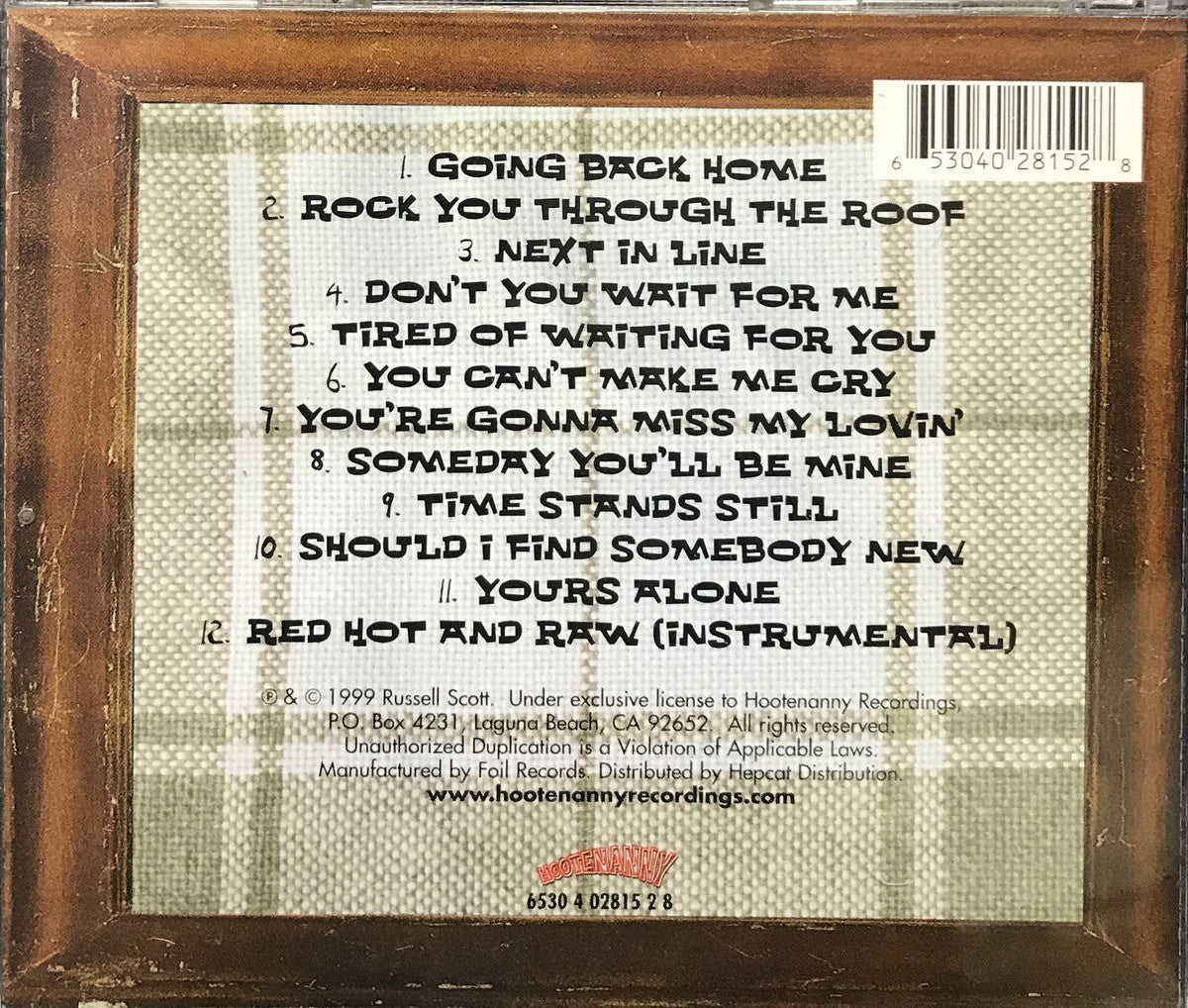 CD - Russell Scott & His Red Hots - Going Back Home
