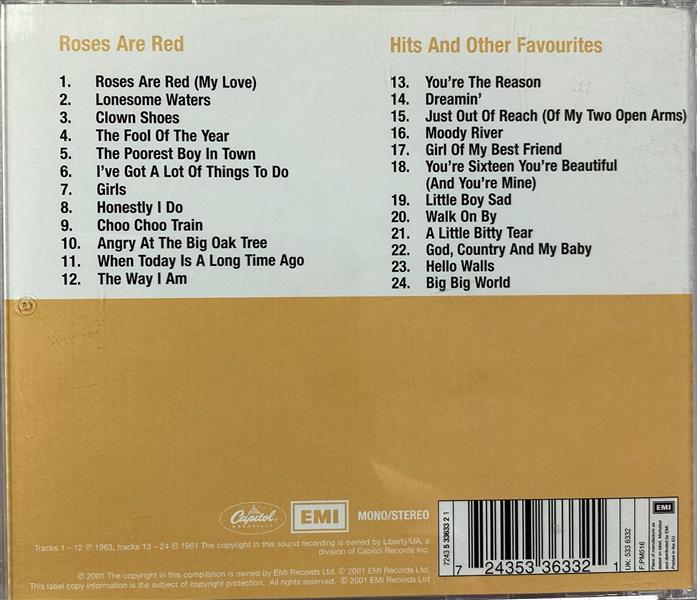 CD - Johnny Burnette - Roses Are Red Hits & Other Favourites