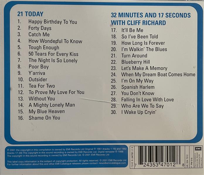 CD - Cliff Richard - 2On1 - 21 Today & 32 Minutes & 17 Seconds With Cliff Richard