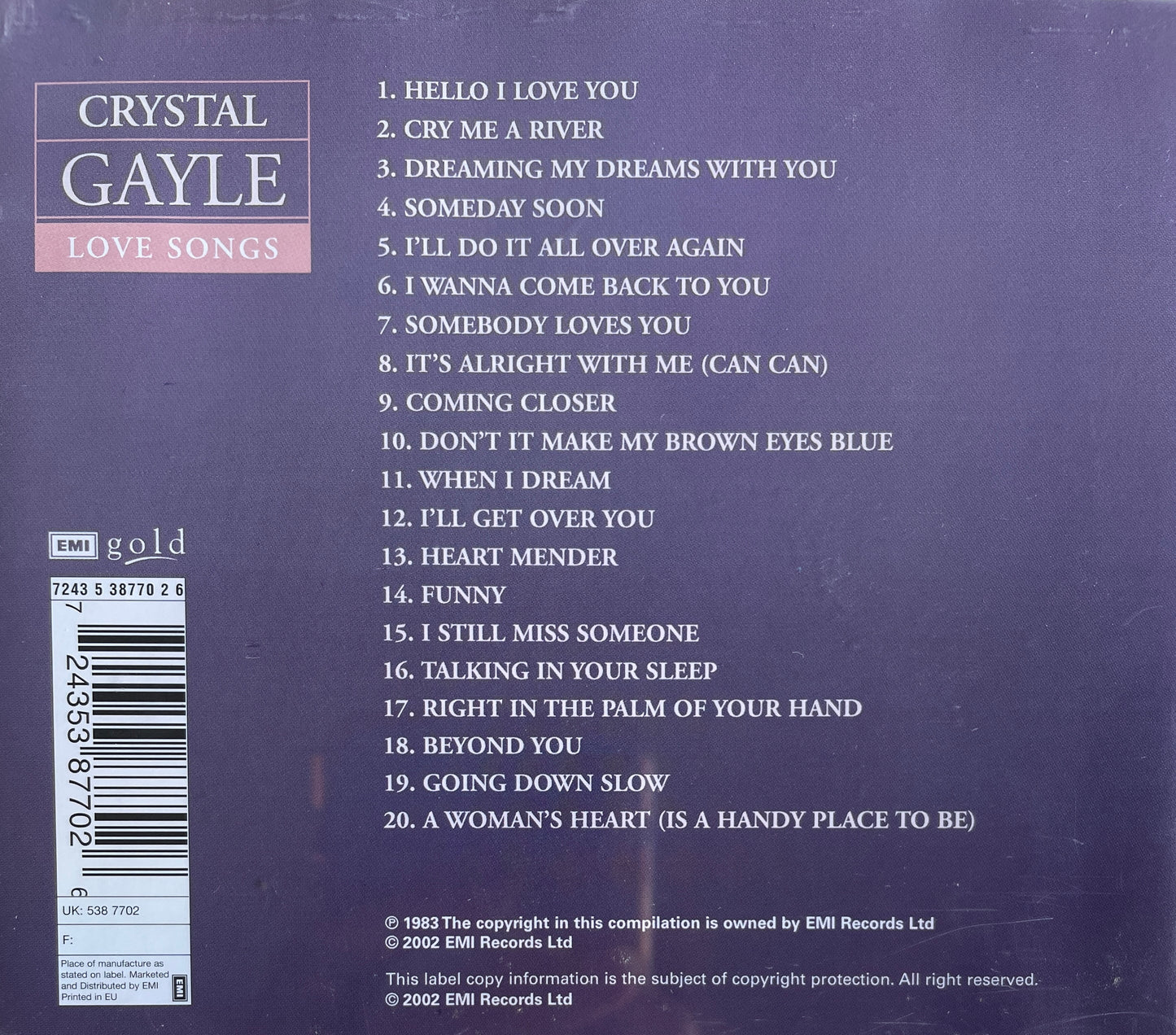 CD - Crystal Gayle - Love Songs
