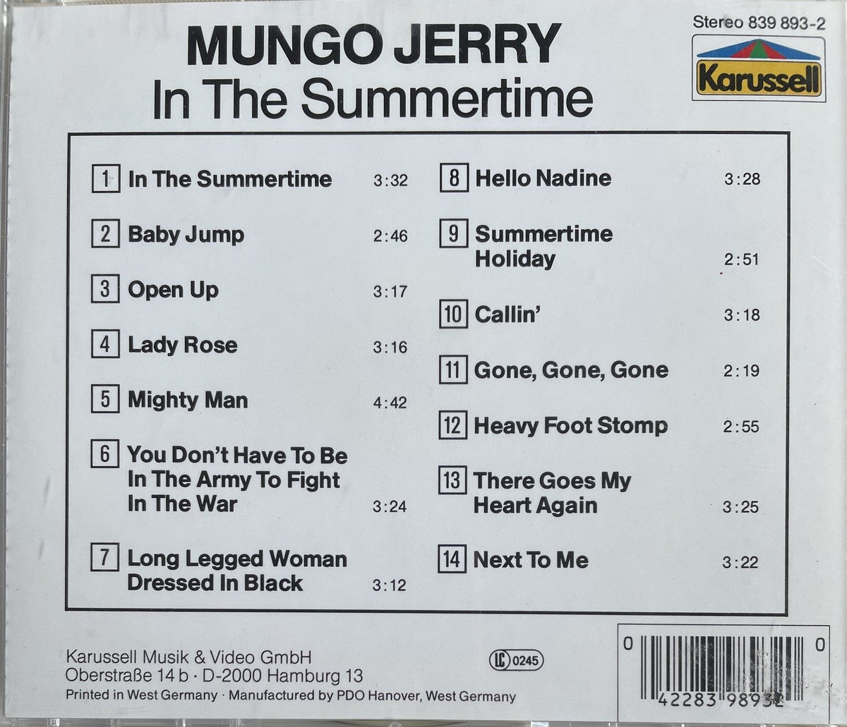 CD - Mungo Jerry - In The Summertime