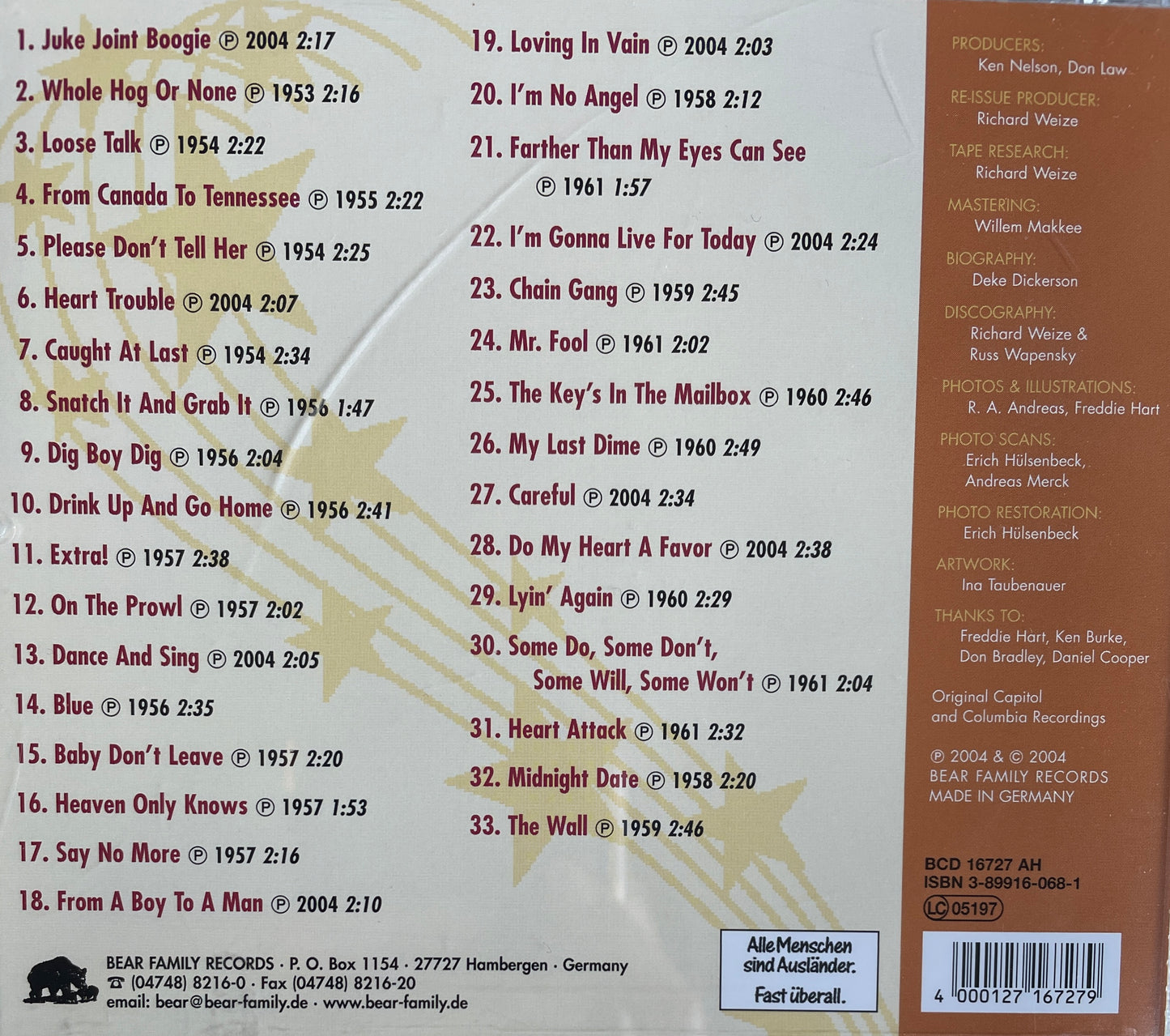 CD - Freddie Hart - Juke Joint Boogie