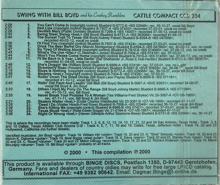 CD - Bill Boyd & His Cowboy Ramblers - Swing With Bill Boyd & His Cowboy Ramblers