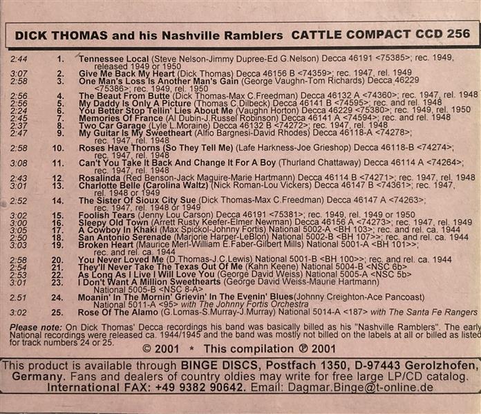 CD - VA - Dick Thomas And His Nashville Ramblers
