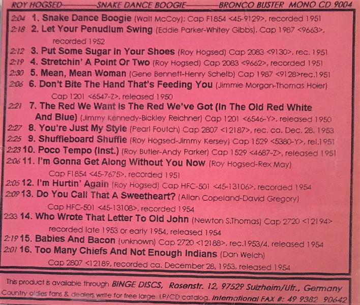 CD - Roy Hogsed - Snake Dance Boogie