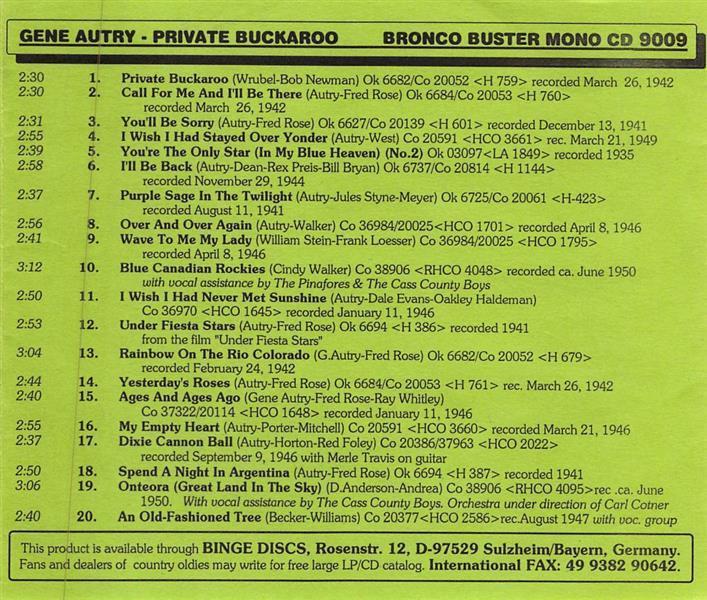 CD - Gene Autry - Private Buckaroo