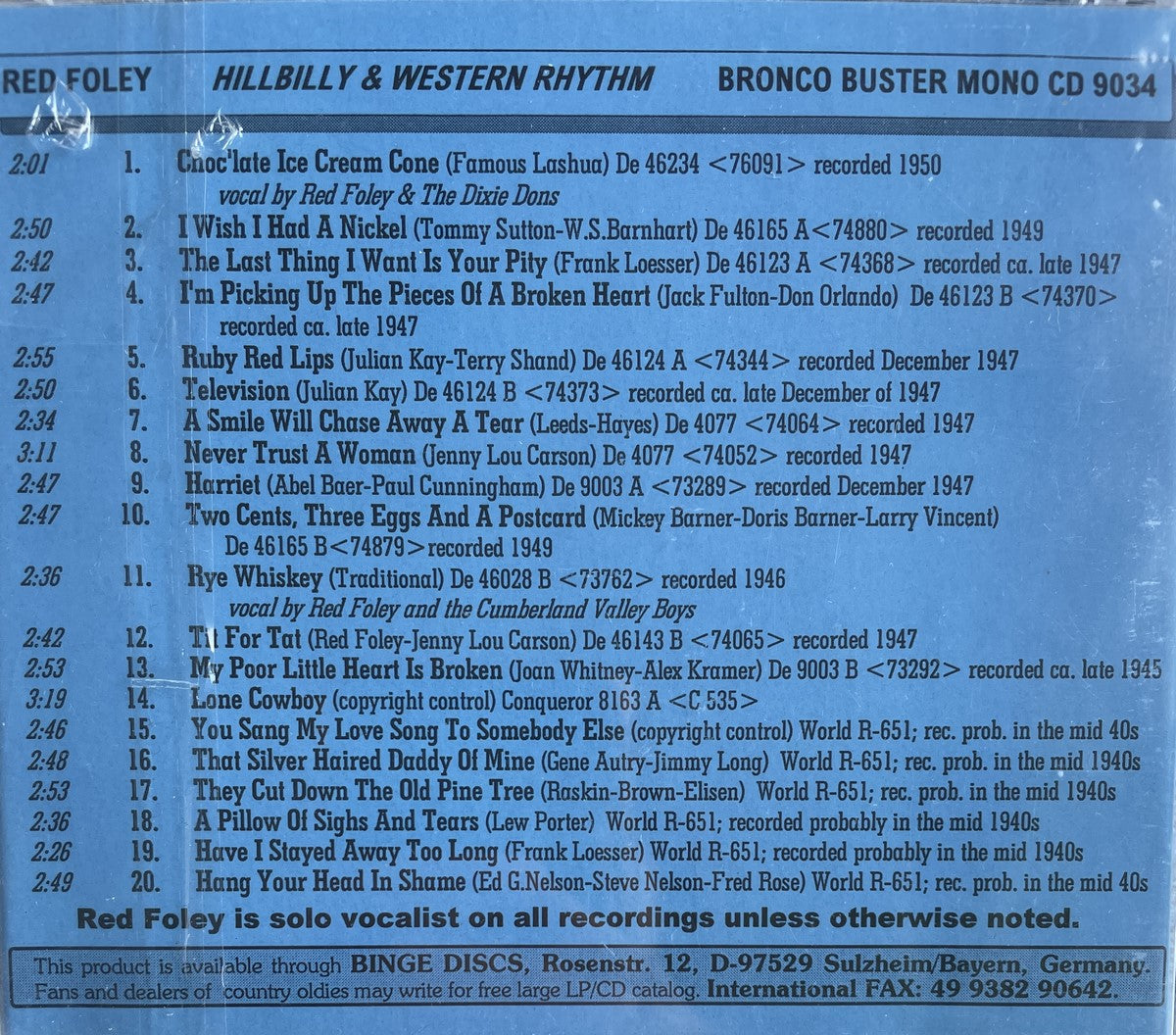CD - Red Foley - Hillbilly & Western Rhythm