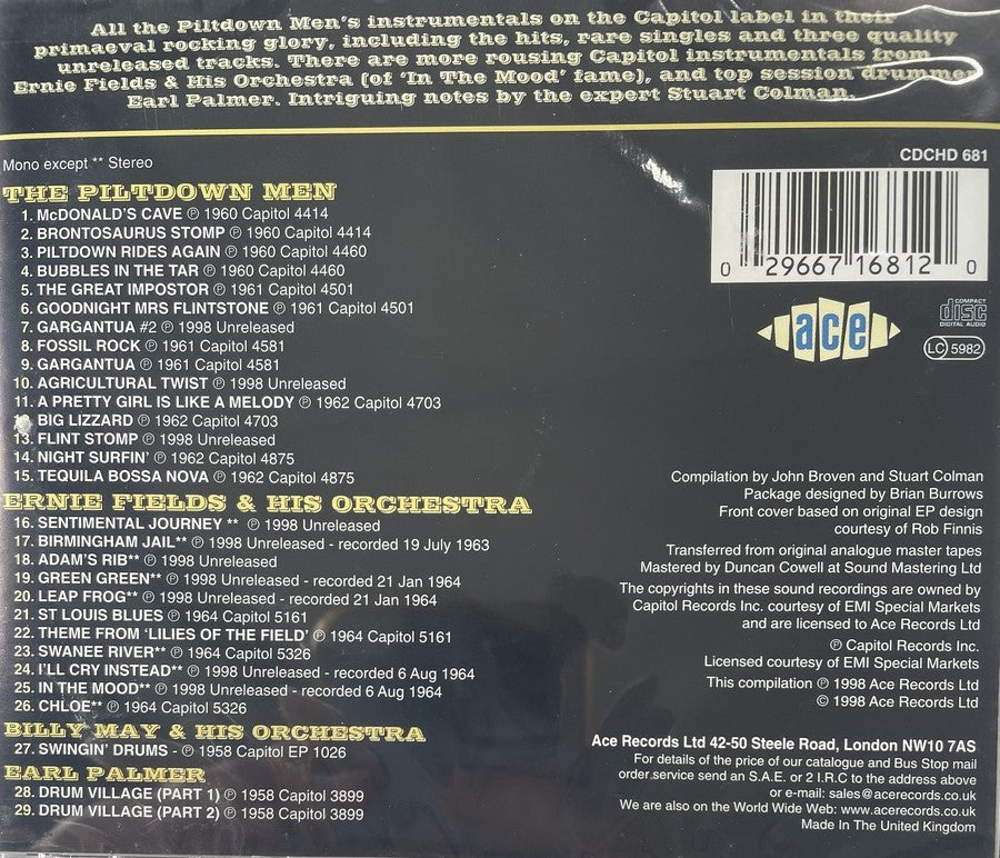 CD - Piltdown Men - Ride Again - The Capitol Instrumentals with Ernie Fields & His Orchestra And Earl Palmer