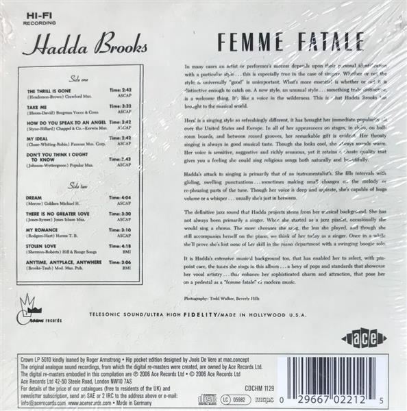 CD - Hadda Brooks - Femme Fatale