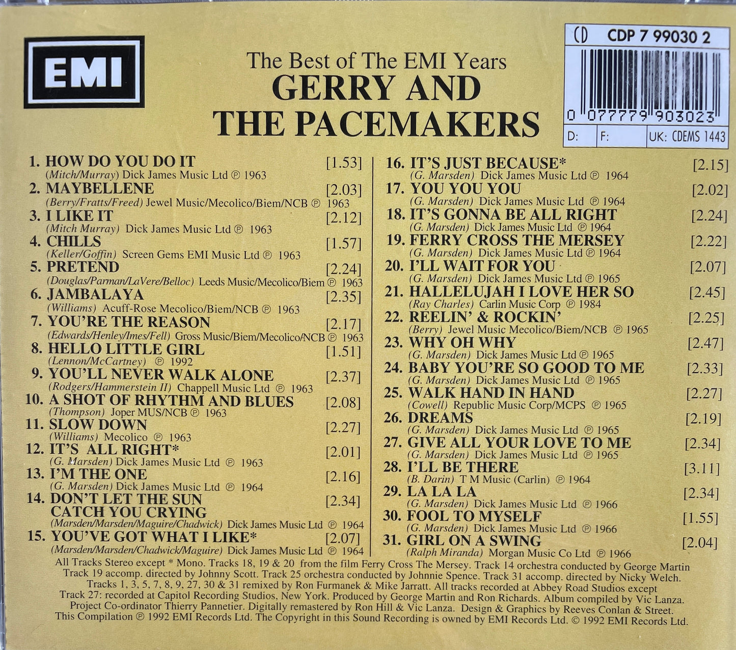 CD - Gerry & The Pacemakers - The Best Of