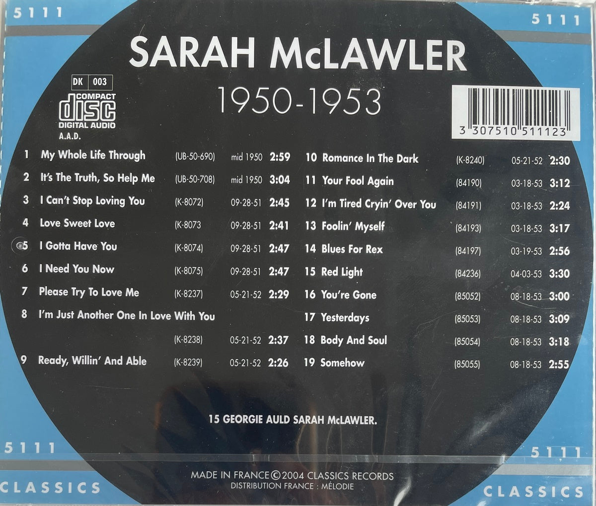 CD - Sarah McLawler - The Chronological 1950-1953 - Blues & Rhythm Series Classics