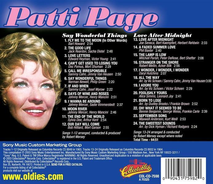 CD - Patti Page - Say Wonderful Things - Love After Midnight