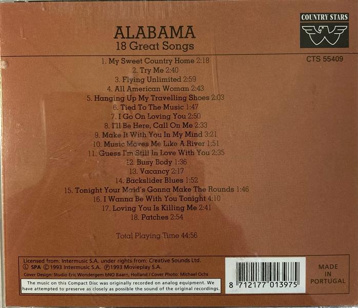 CD - Alabama - 18 Great Songs