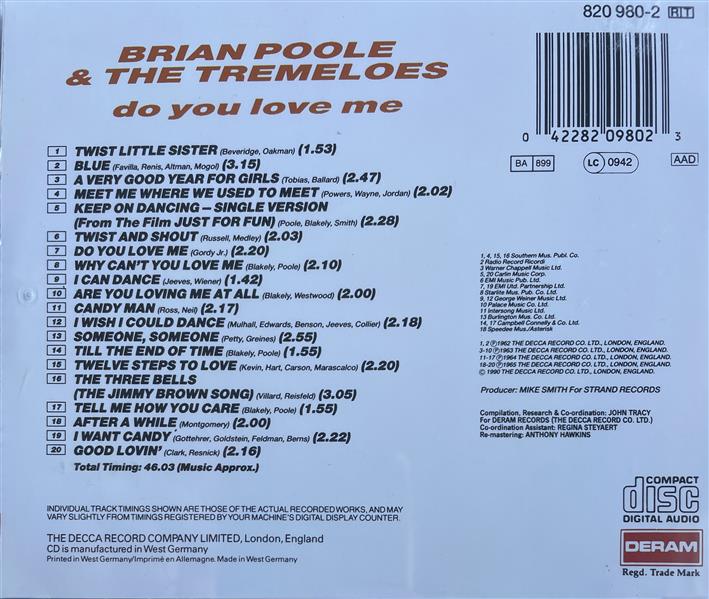 CD - Brian Poole & The Tremeloes - Do You Love Me