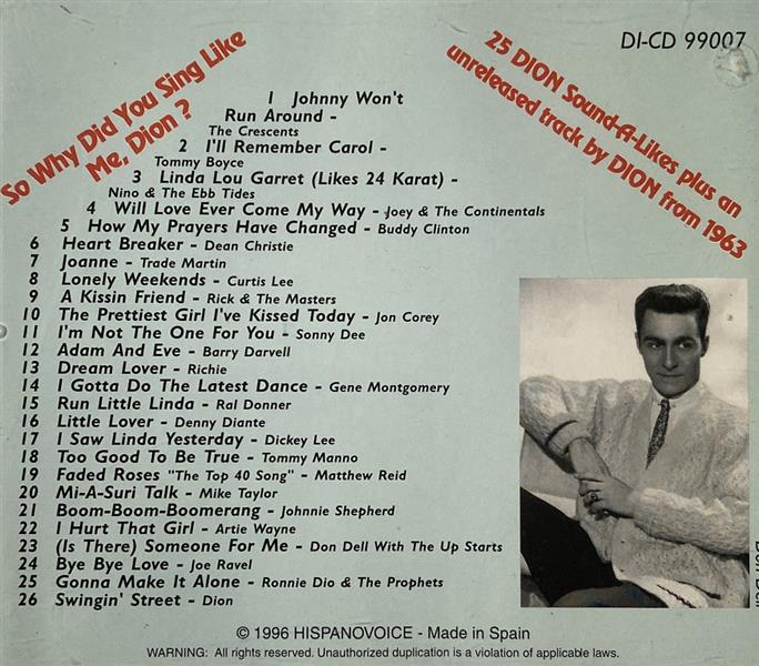 CD - VA - So Why Did You Sing Like Me, Dion?