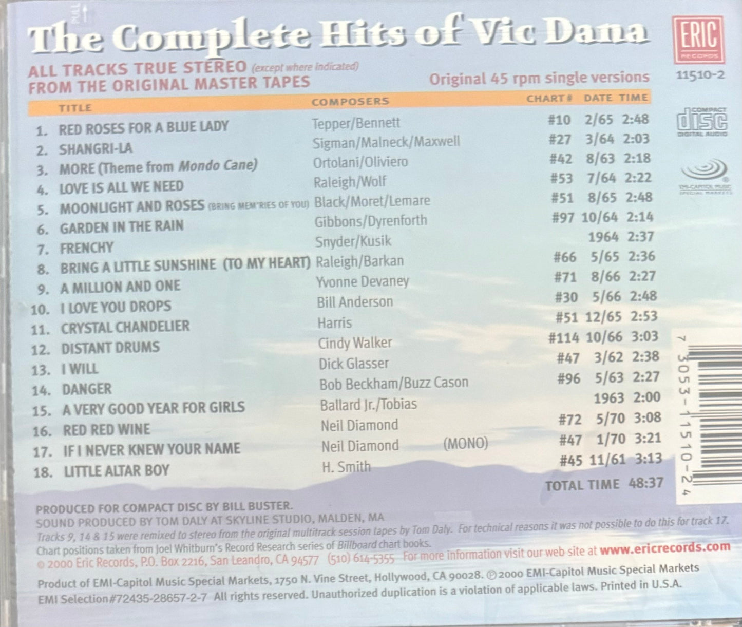 CD - Vic Dana - The Complete Hits Of