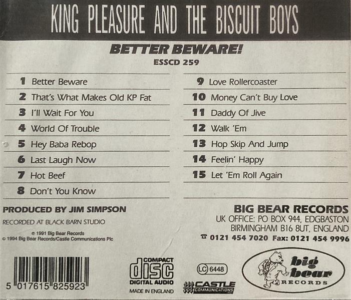 CD - King Pleasure & The Biscuit Boys - Better Beware!