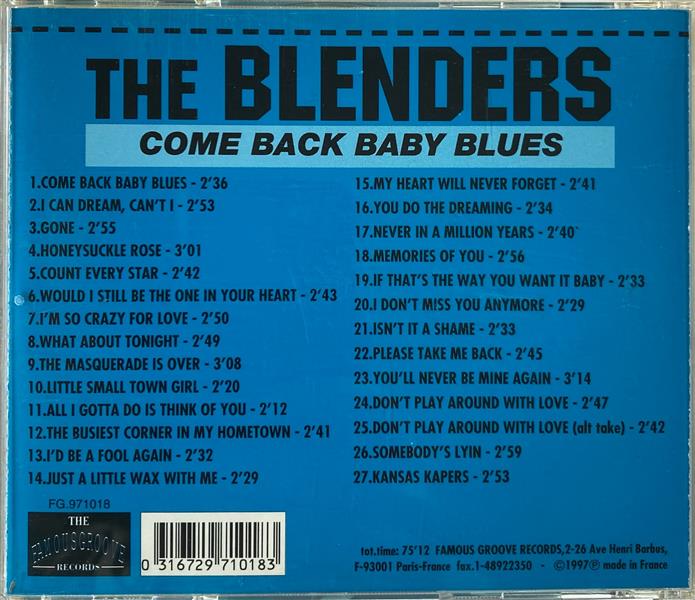 CD - Blenders - Come Back Baby Blues