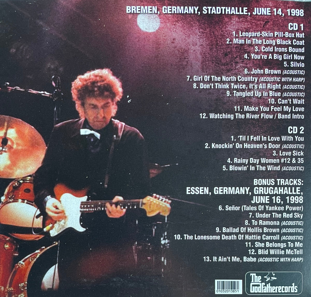 CD - Bob Dylan - You Will Remember My Name - Bremen Germany 1998