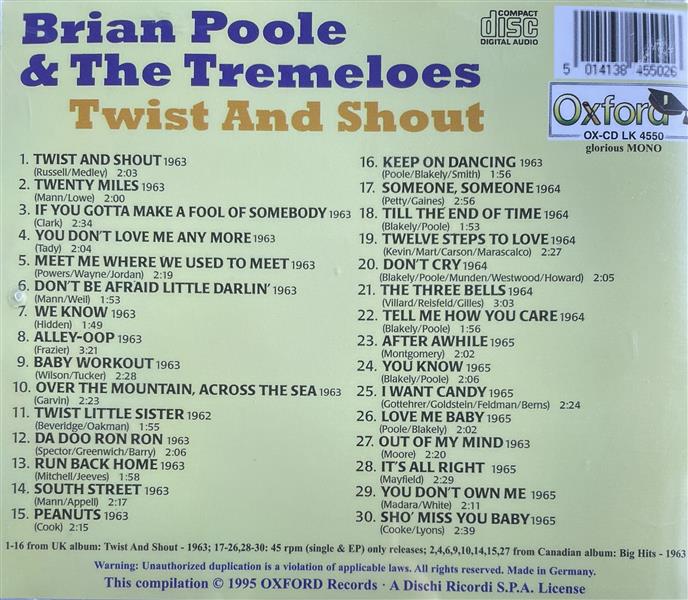 CD - Brian Poole & The Tremeloes - Twist And Shout With