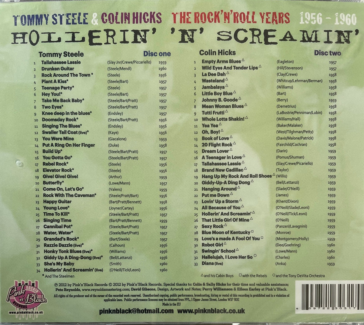 CD-2 - Tommy Steele And Colin Hicks - The Rock'n'Roll Years 1956-1960 - Hollerin''n'Screamin'