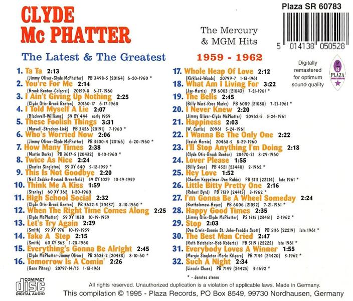 CD - Clyde McPhatter - The Latest And The Greatest
