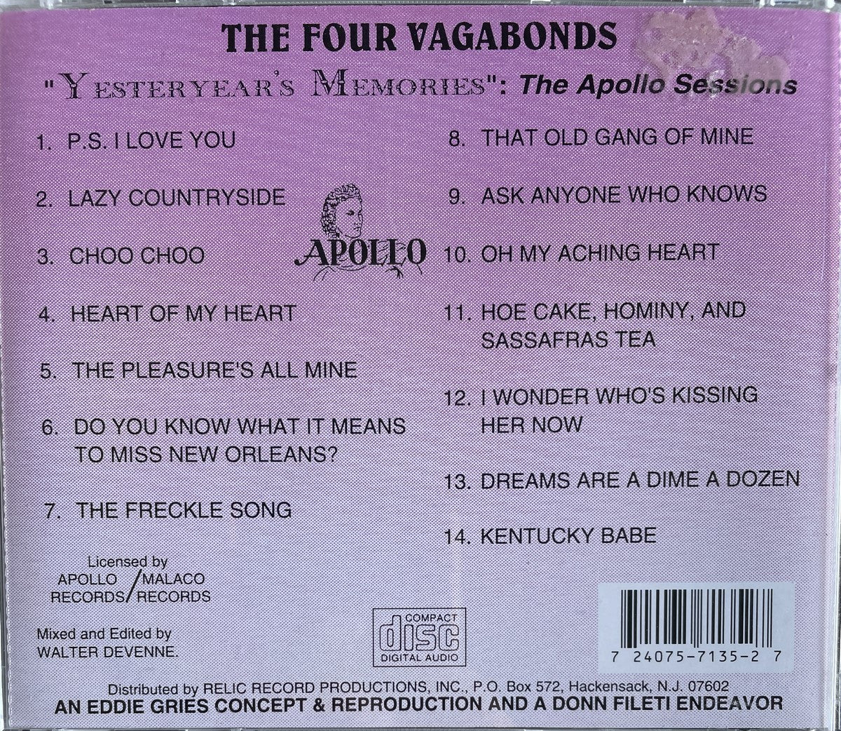 CD - 4 Vagabonds - Yesteryear's Memories