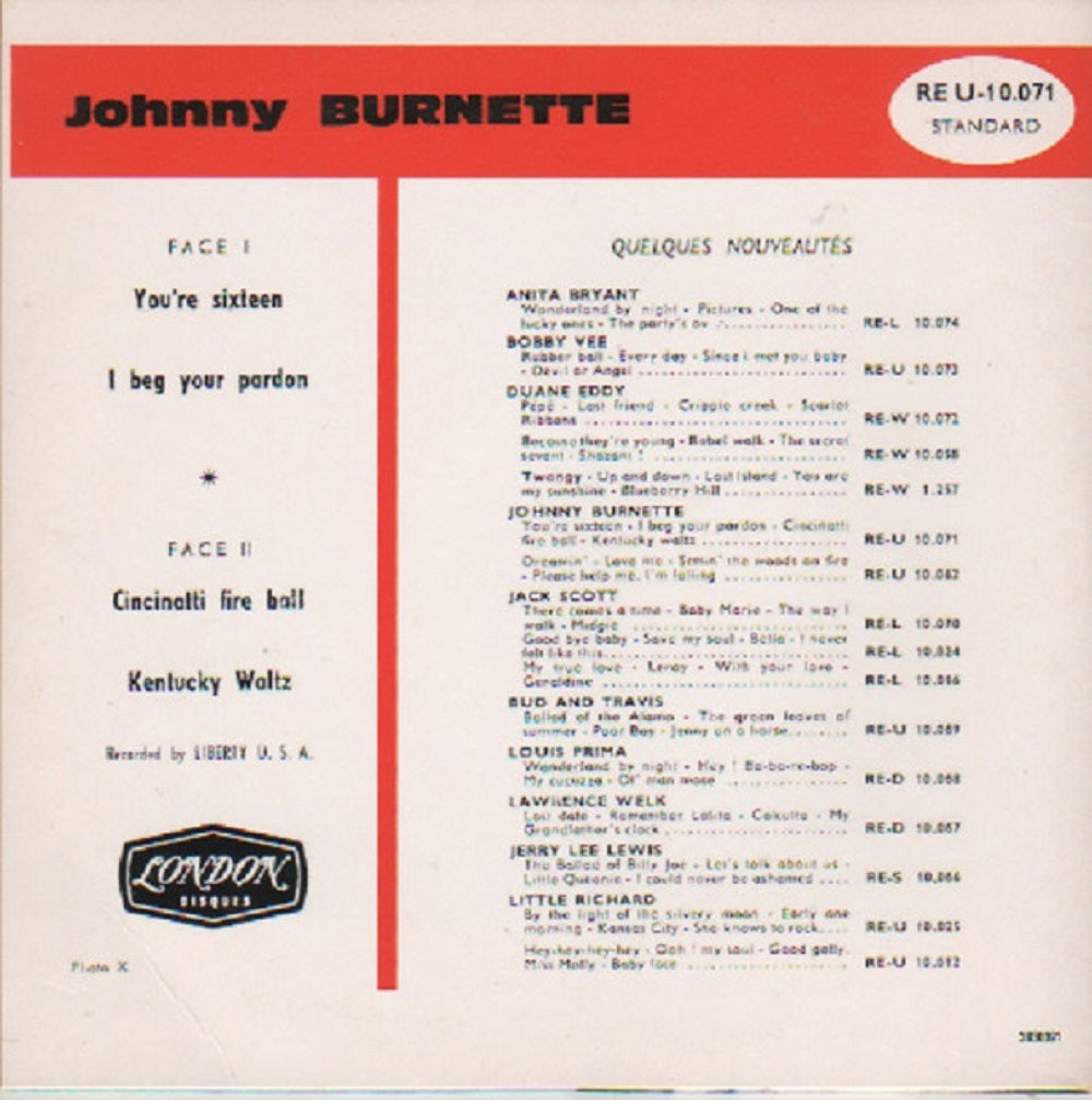 CD - Johnny Burnette - You're Sixteen