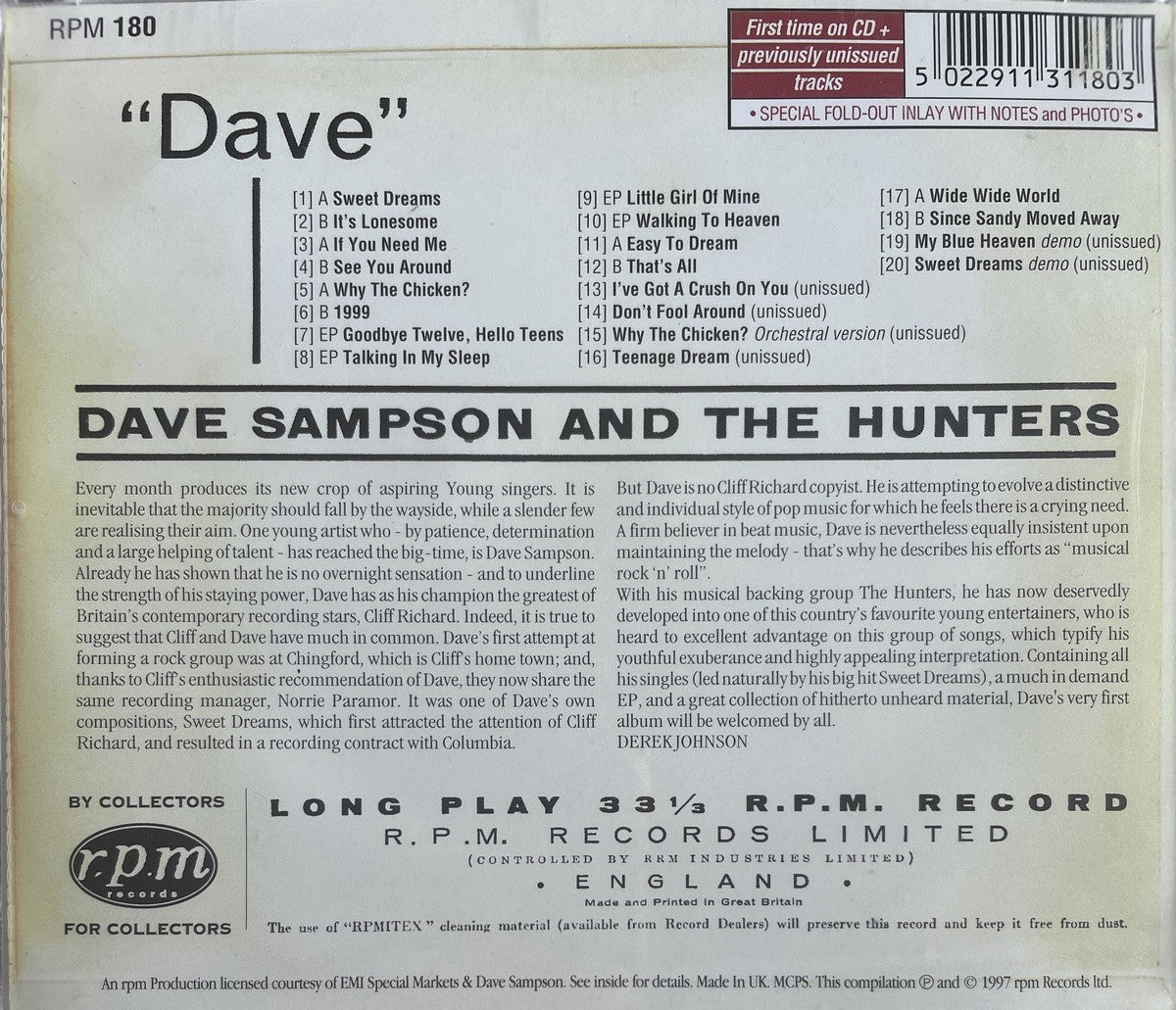 CD - Dave Sampson & The Hunters - Sweet Dreams