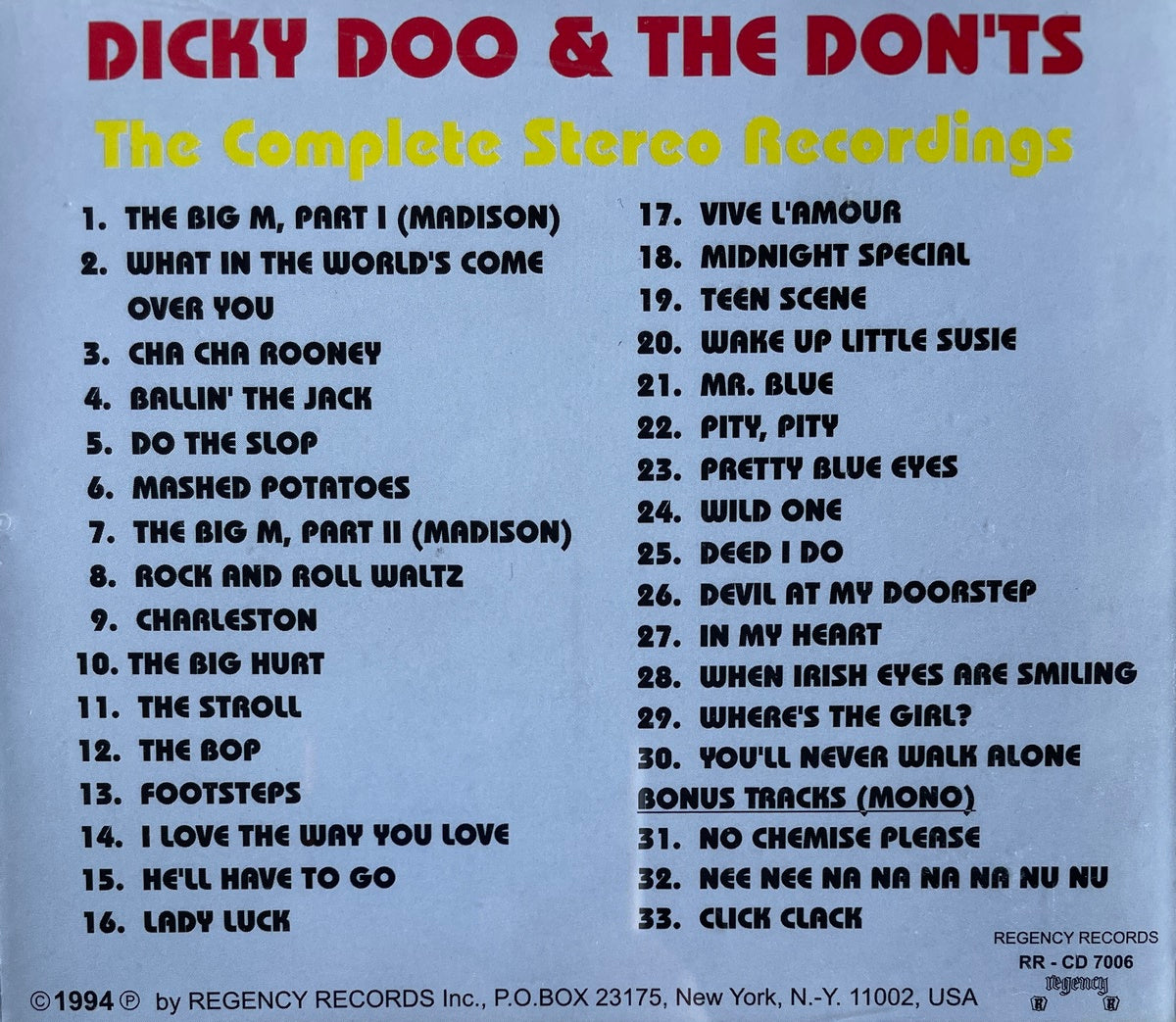 CD - Dicky Doo & The Don'ts - The Complete Stereo Recordings