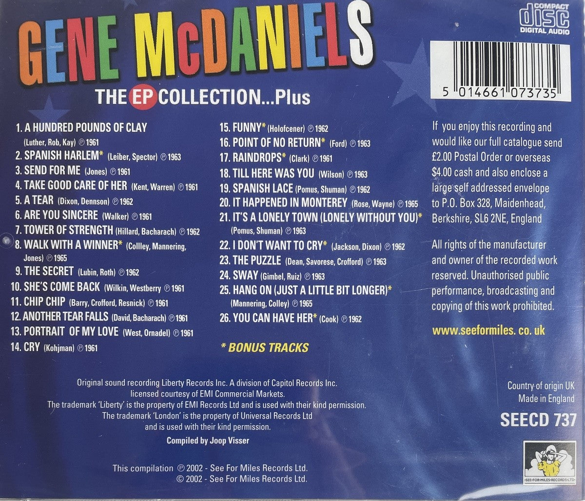 CD - Gene McDaniels - The EP Collection... Plus