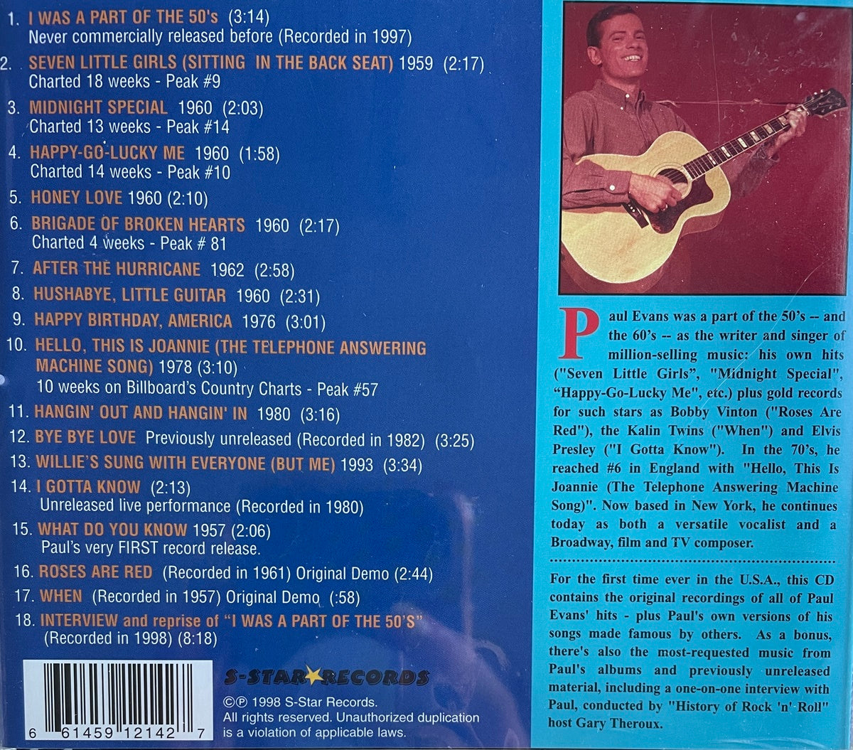 CD - Paul Evans - I Was Part Of The 50's