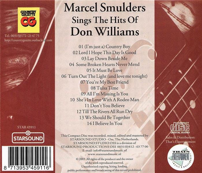 CD - Marcel Smulders - Sings The Hits Of Don Williams