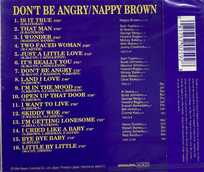 CD - Nappy Brown - Don't Be Angry