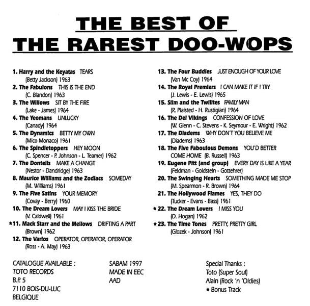 CD - VA - The Best Of The Rarest Doo-Wops Vol. 1