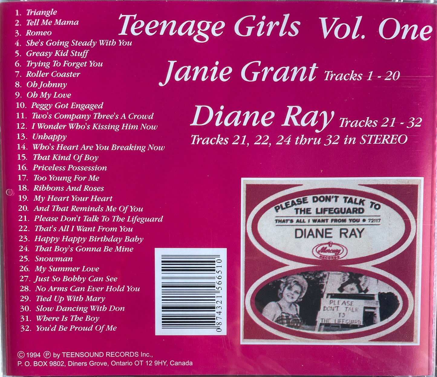 CD - Janie Grant - Diane Ray - Teenager Girls Vol. 1