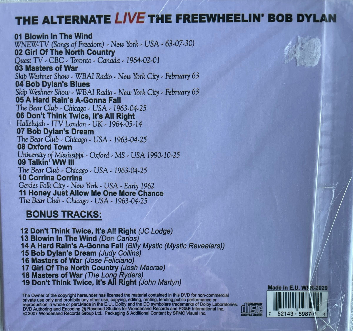 CD - Bob Dylan - On The Road With - The Alternate Live - The Freewheelin'