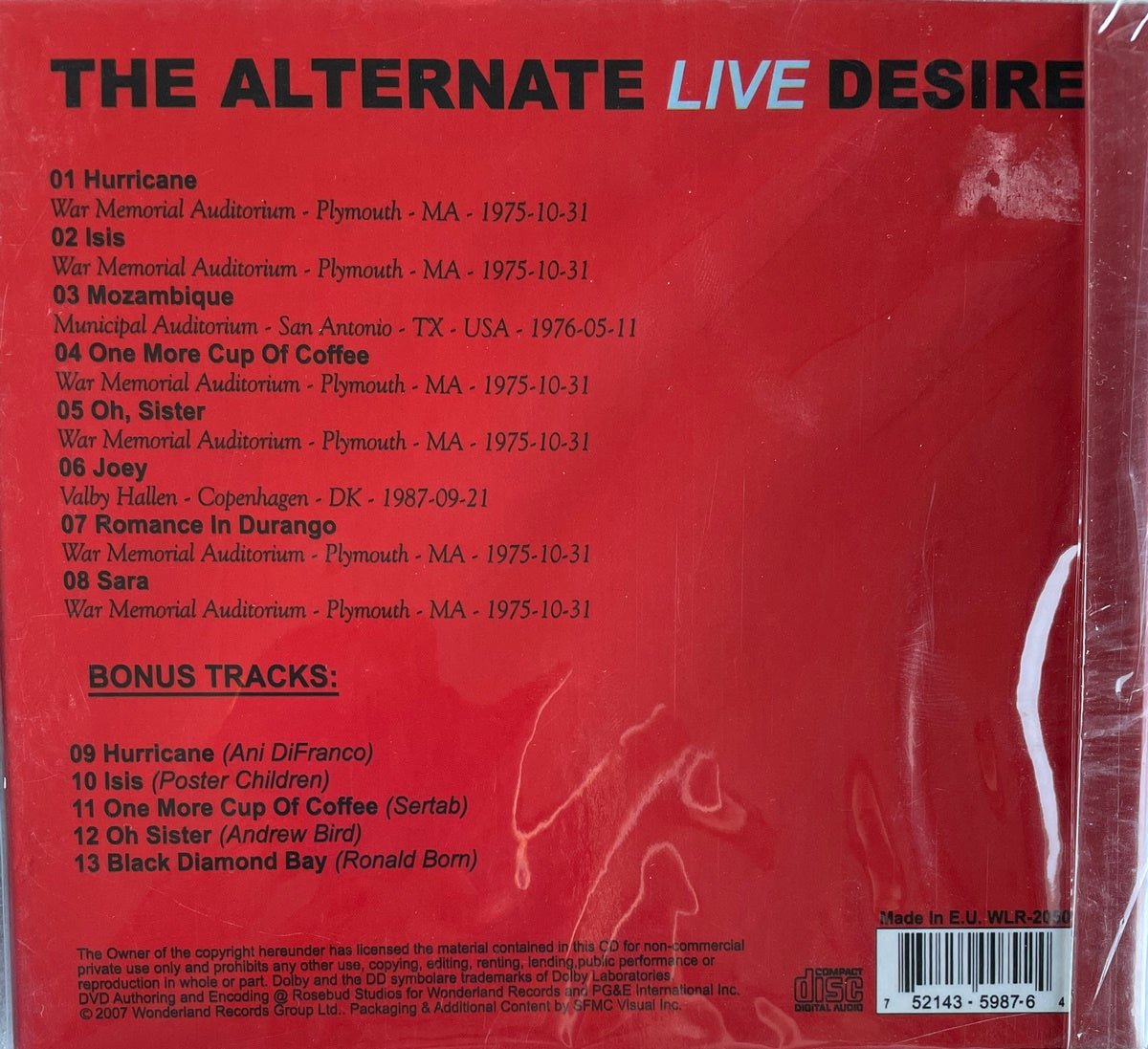CD - Bob Dylan - The Alternate Live Desire