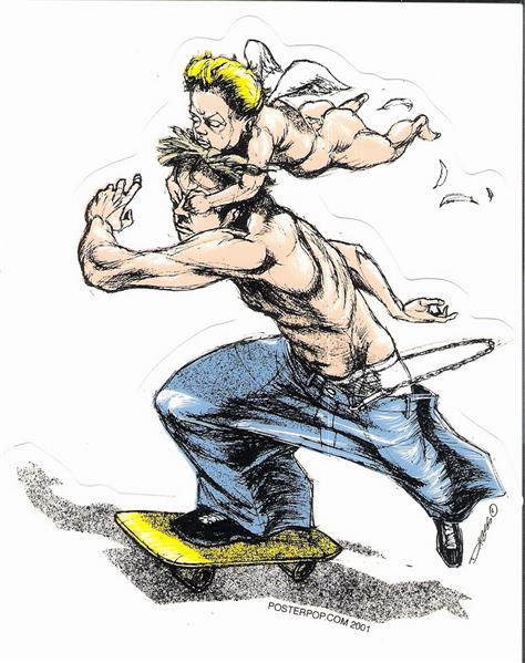 Derek Hess Aufkleber - Fate Boarder