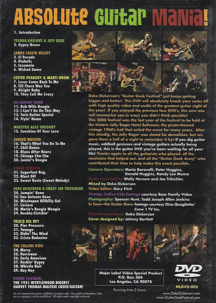 DVD - Deke Dickerson - Dekes Guitar Geek Festival Vol. 5 - 2008