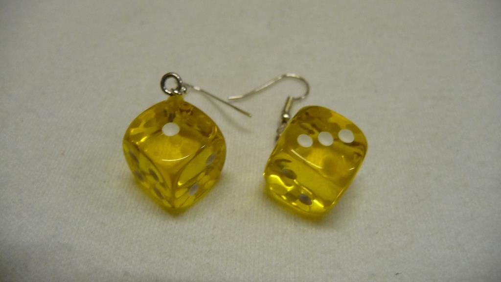 Ohrhänger - Würfel - gelb-transparent