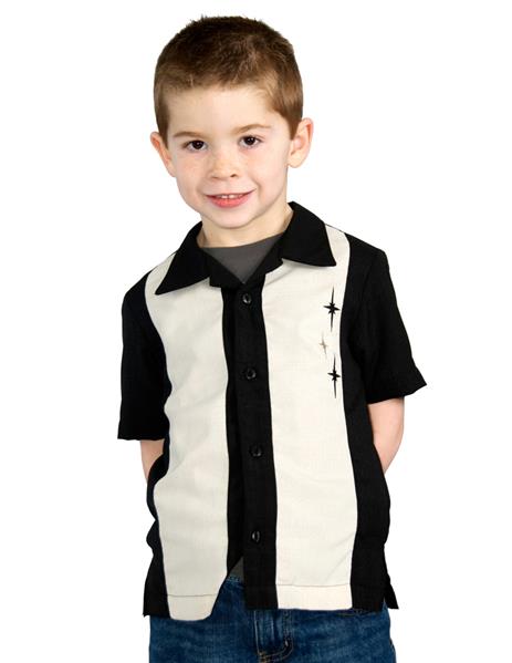 Steady Kinder-Hemd - 3 Star Panel, Schwarz