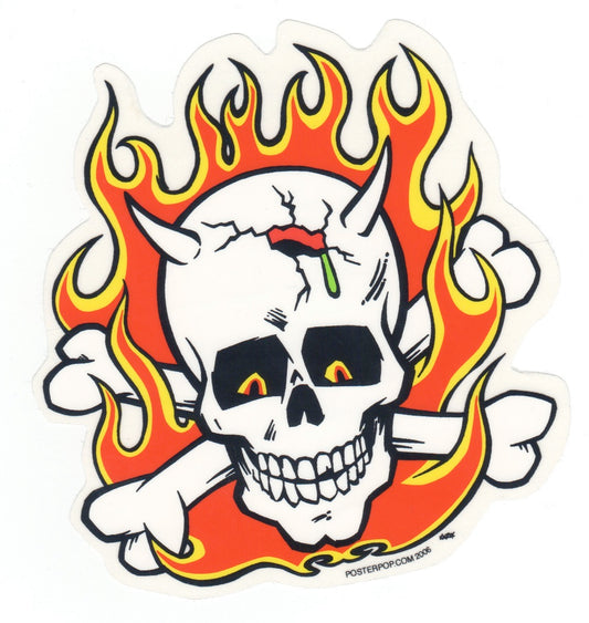 Frank Kozik Aufkleber - Flaming Skull