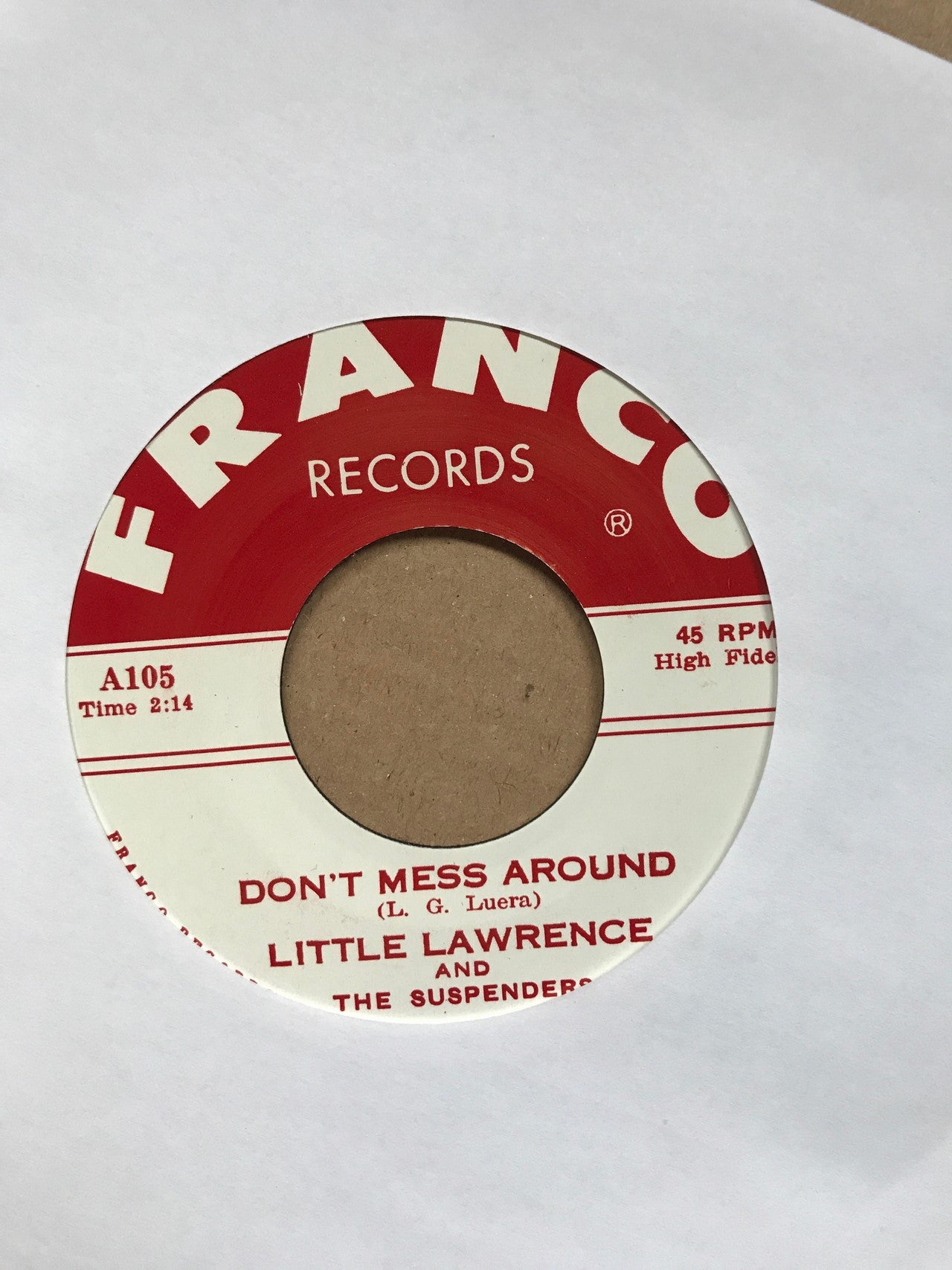 Single - Little Lawrence & The Suspenders - Don't Mess Around; Babee