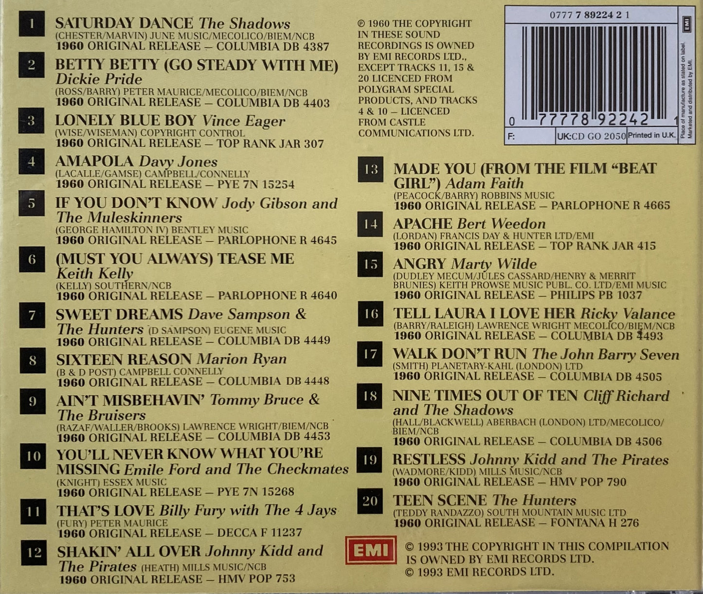 CD - VA - British Beat Before the Beatles Vol. 5: 1960