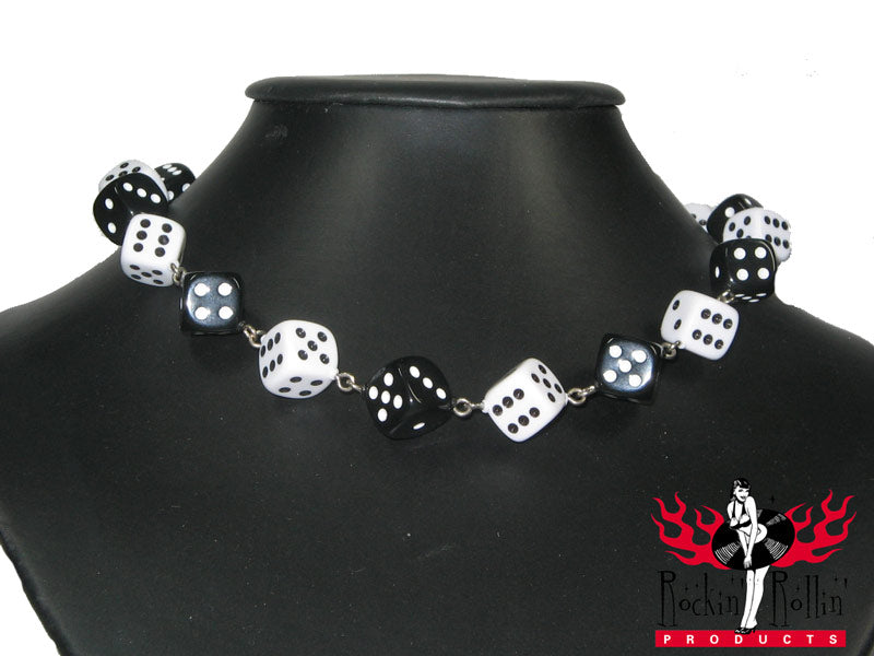 Halskette Würfel - Schwarz - Weiß