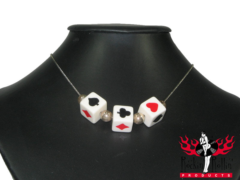 Halskette Pokerwürfel - Weiß