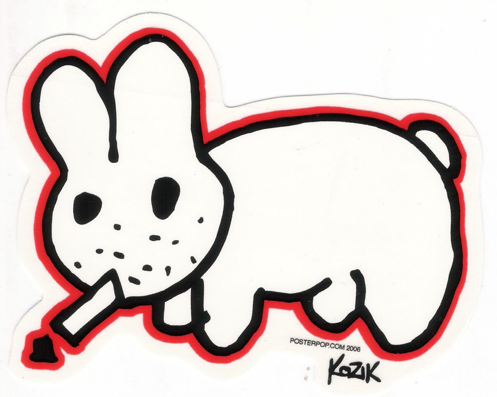 Frank Kozik Aufkleber - Smokin' Bunny